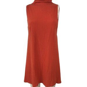 REFORMATION - WOMEN'S 8 - ORANGE RIBBED SLEEVELESS HIGH NECK DRESS